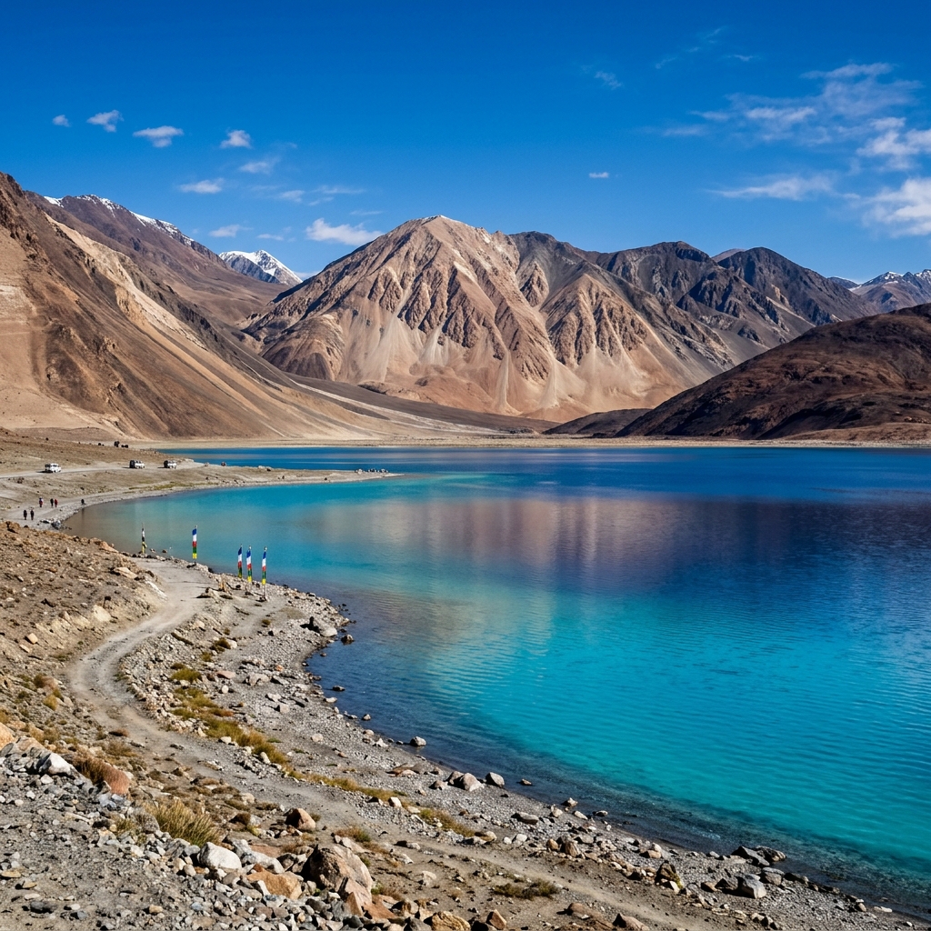 Leh Ladakh destination guide with Pangong Lake and Himalayan peaks
